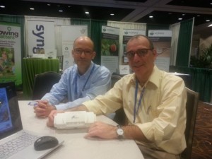 Yoav Zur (left) and Robi Stark of Sensilize holding the 3D printed prototype case for the company's Robin remote sensing unit.