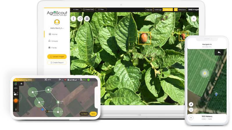 AgroScout imagery services on multiple devices. Photo: PRNewsfoto/AgroScout