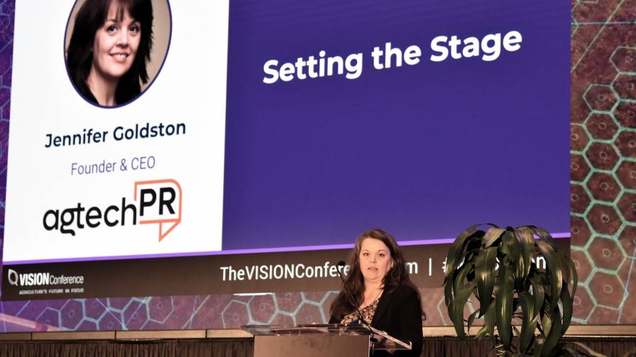 Jennifer Goldston, president and founder of AgTech PR, set the stage for the day by talking about messaging and comparing the issues of today with the issues being addressed in the industry and general media back in 2017 at the first VISION Conference.